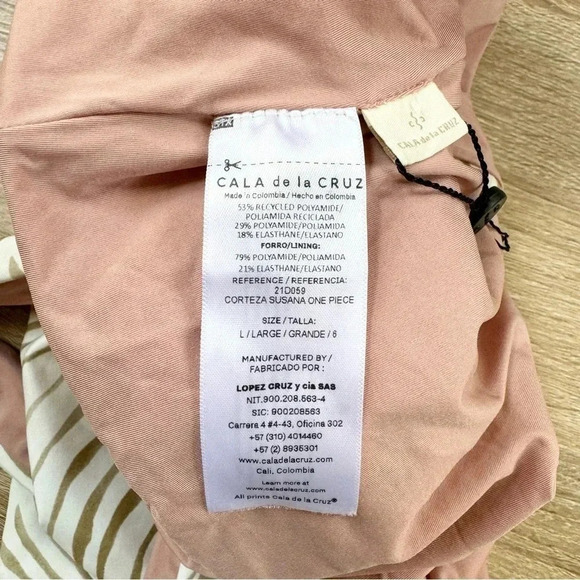 New Cala De La Cruz Susana One Piece Swimsuit Swim Cream Swirl Halter Large - Picture 9 of 16